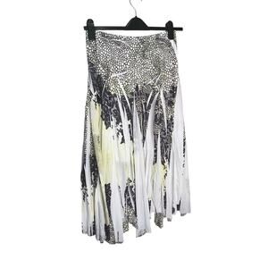 Nouvida Printed Pleated Midi Skirt Elastic Waist Pull-On Multicolor Womens L NEW